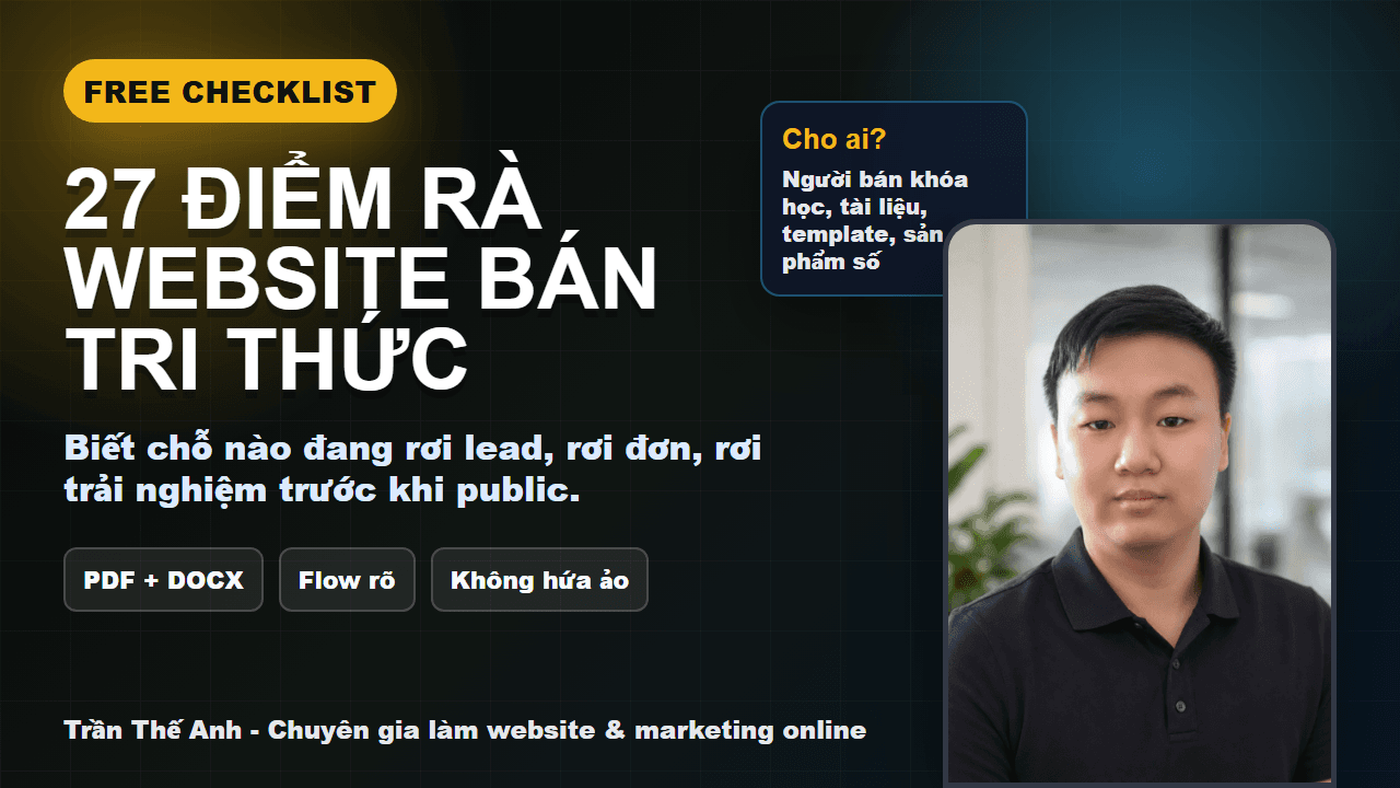 Checklist 27 điểm website bán tri thức